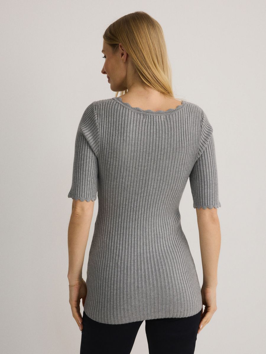 Rib knit viscose top - light grey - RESERVED - 5