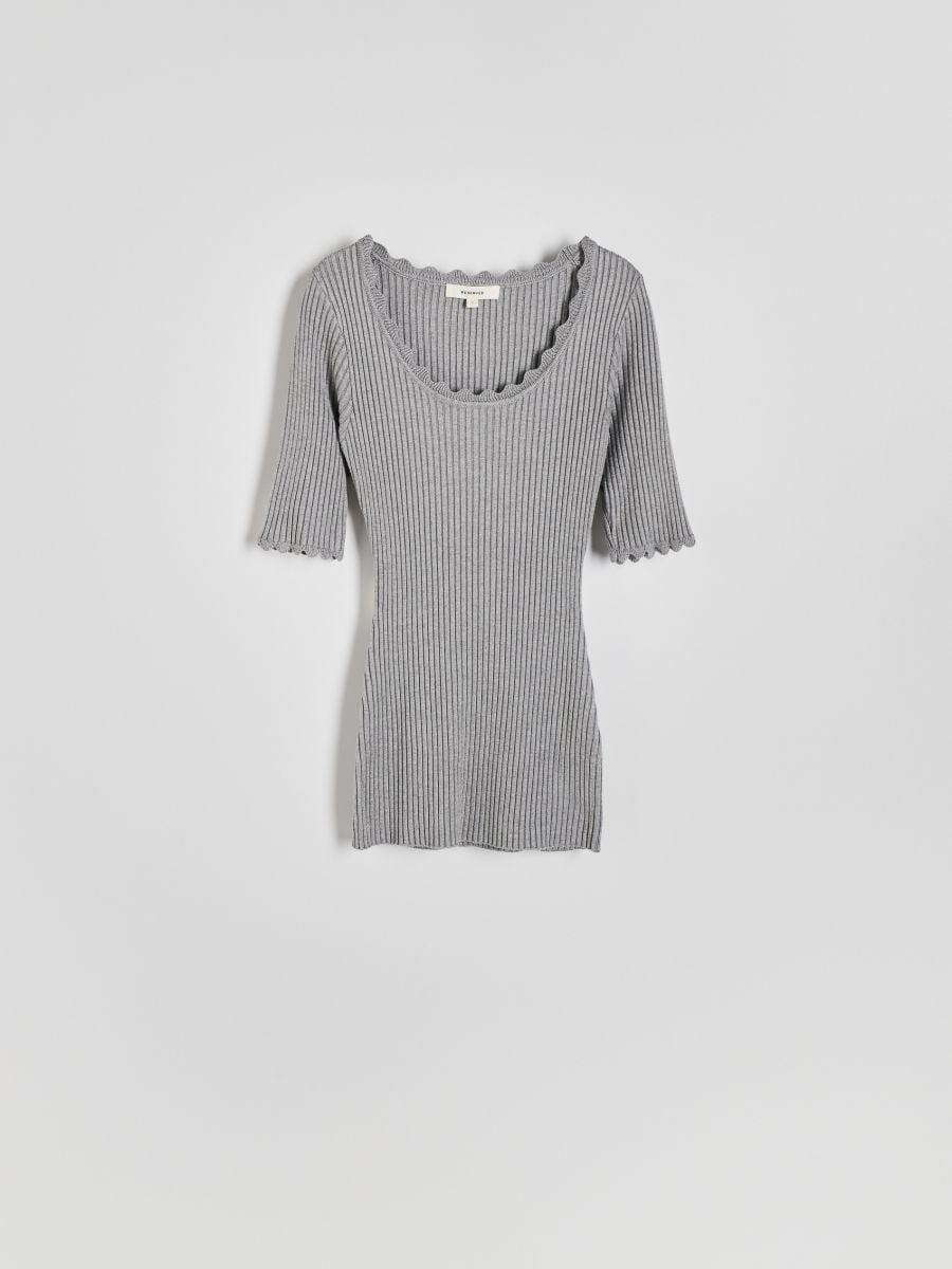 Rib knit viscose top - light grey - RESERVED - 6
