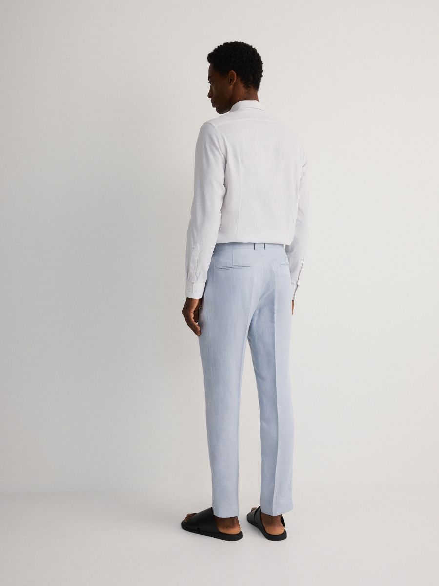 Suit trousers with linen blend - pale blue - RESERVED - 3