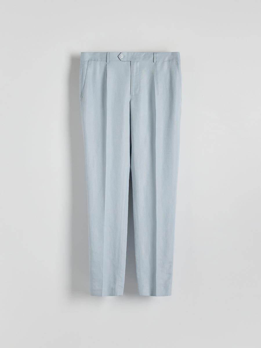Suit trousers with linen blend - pale blue - RESERVED - 4