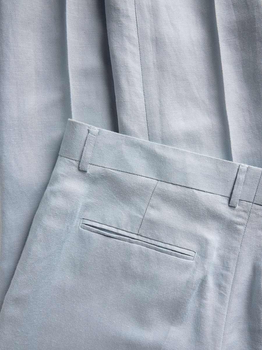 Suit trousers with linen blend - pale blue - RESERVED - 5
