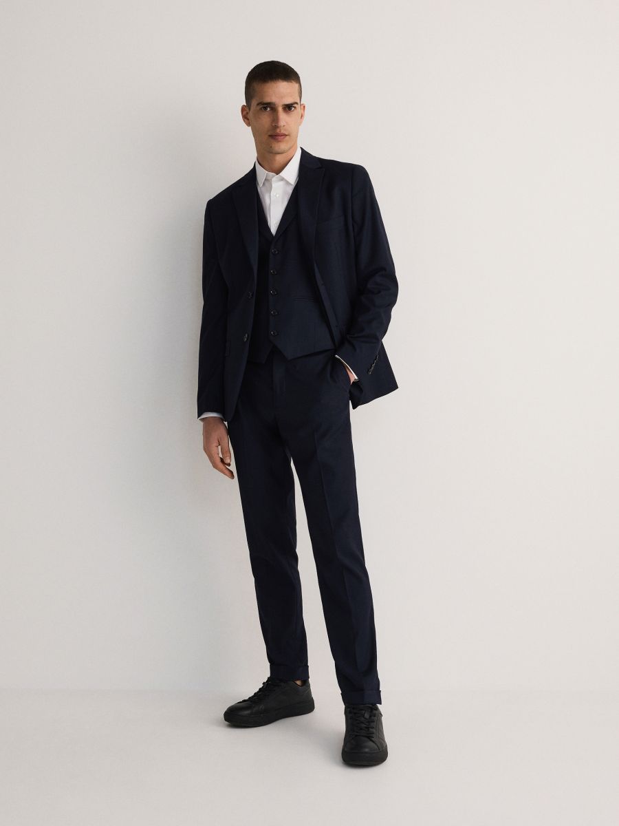 Check slim trousers - navy - RESERVED