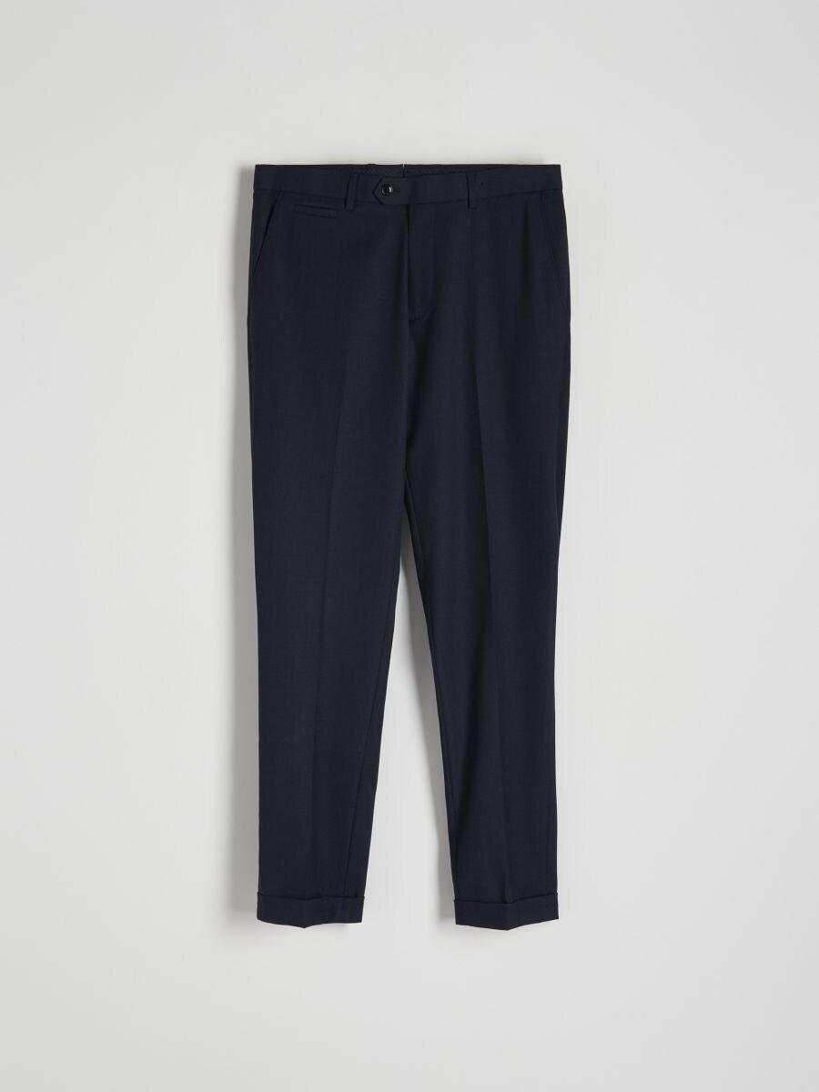 Check slim trousers - navy - RESERVED