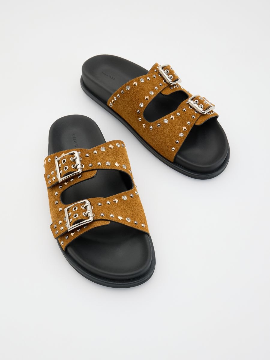 LADIES` SLIDES - golden brown - RESERVED - 2
