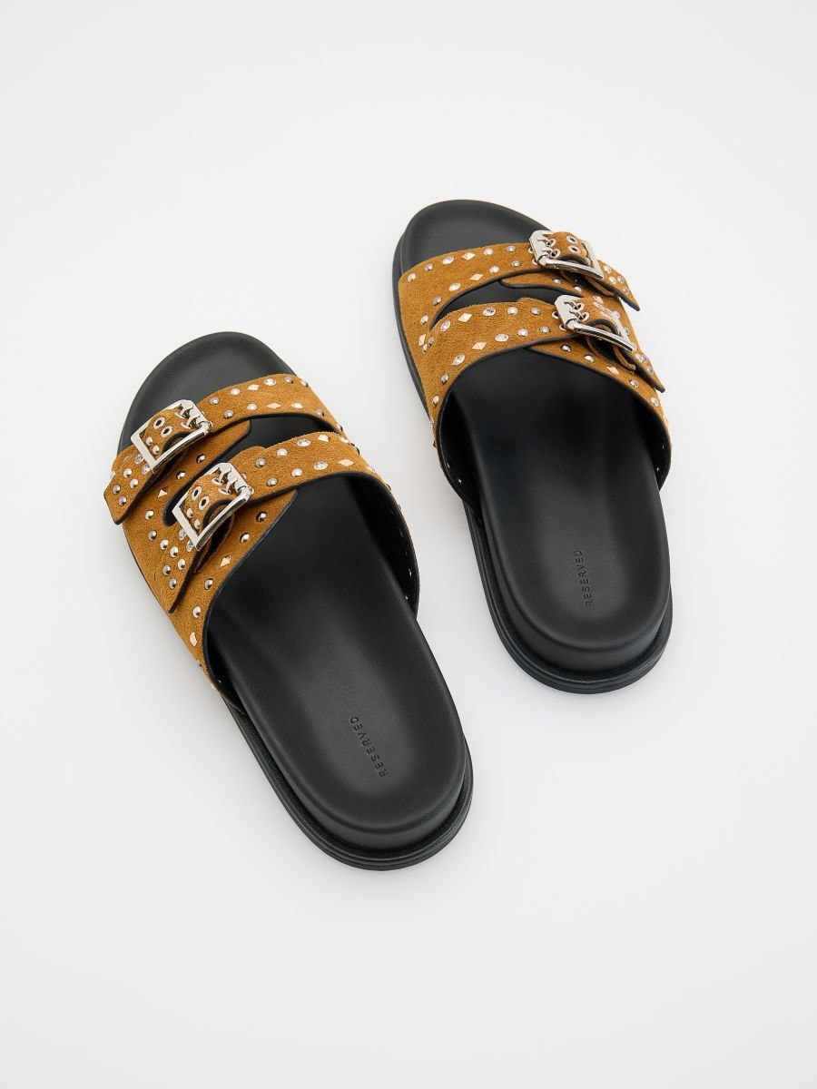LADIES` SLIDES - golden brown - RESERVED - 3