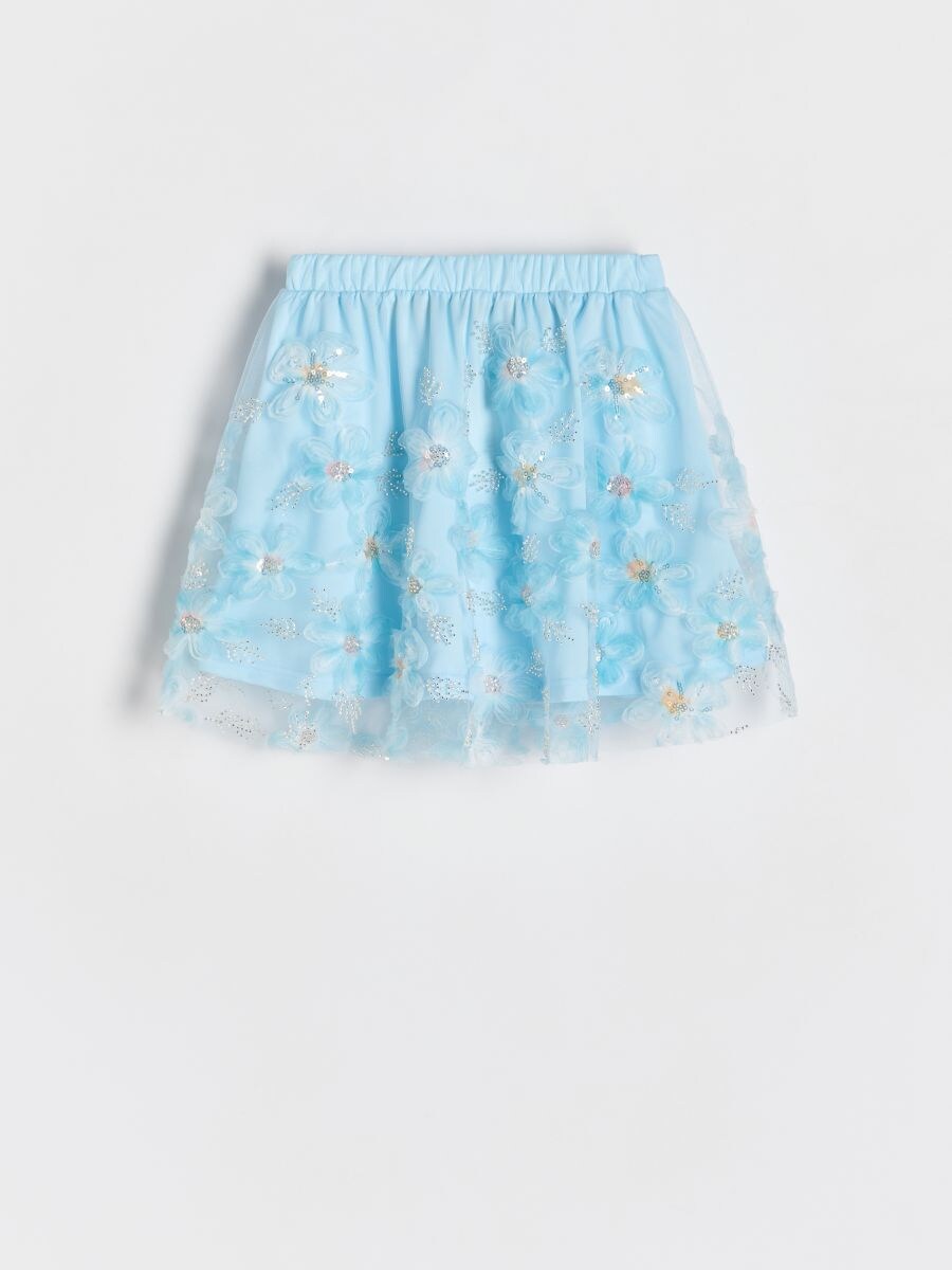 Tulle skirt with appliqué - pale blue - RESERVED