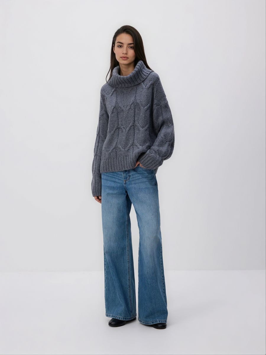 Villasegust kõrge kaelusega kampsun - kiltkivihall - RESERVED