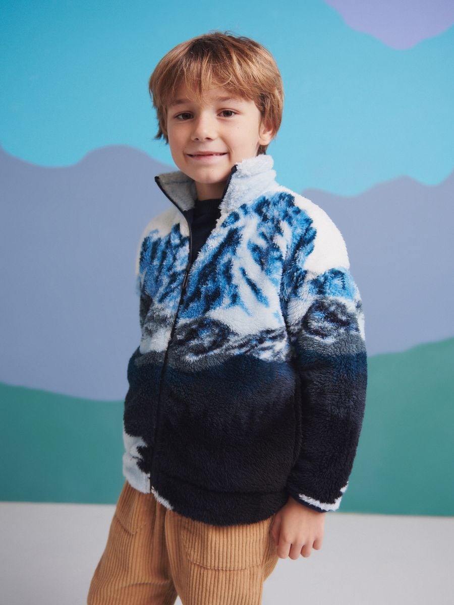 Sudadera de forro polar con cuello alto - azul claro - RESERVED - 8