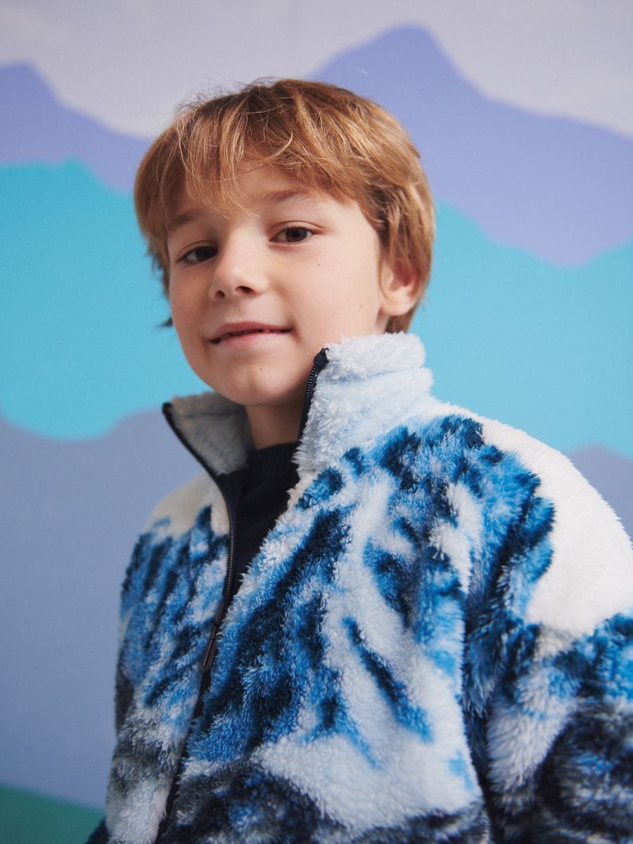 Sudadera de forro polar con cuello alto - azul claro - RESERVED - 9