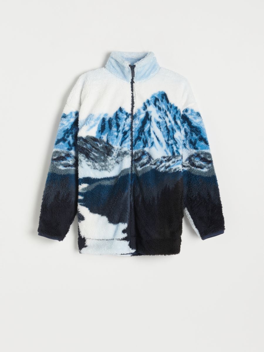 Sudadera de forro polar con cuello alto - azul claro - RESERVED - 2