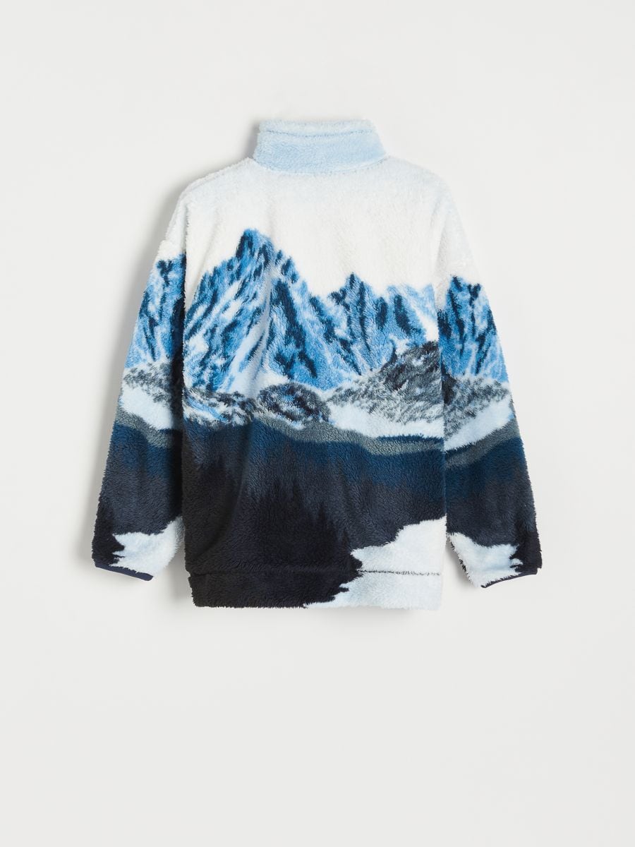 Sudadera de forro polar con cuello alto - azul claro - RESERVED - 3