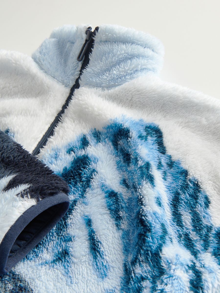 Sudadera de forro polar con cuello alto - azul claro - RESERVED - 4