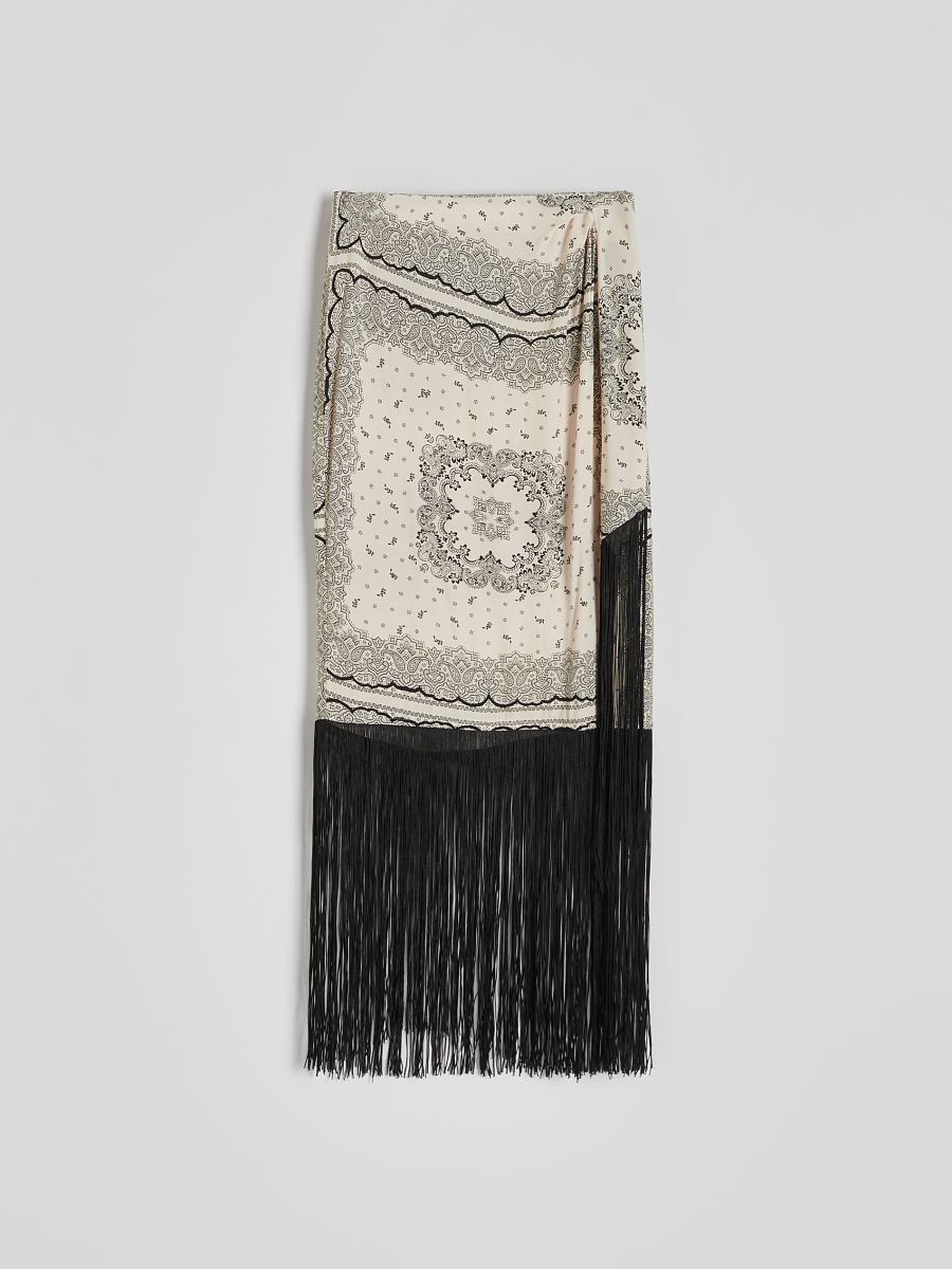 Skirt with fringes - cream - RESERVED - 3