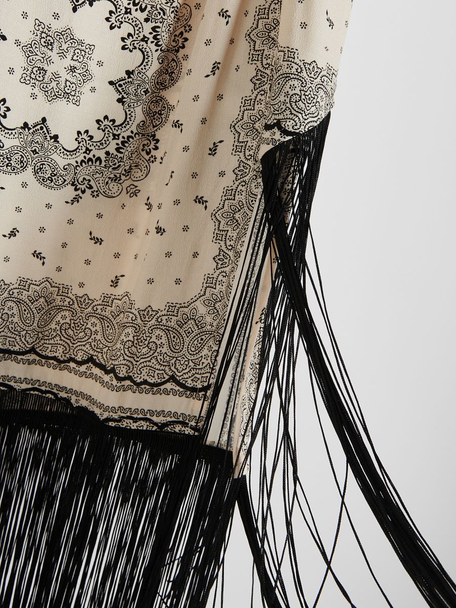 Skirt with fringes - cream - RESERVED - 4
