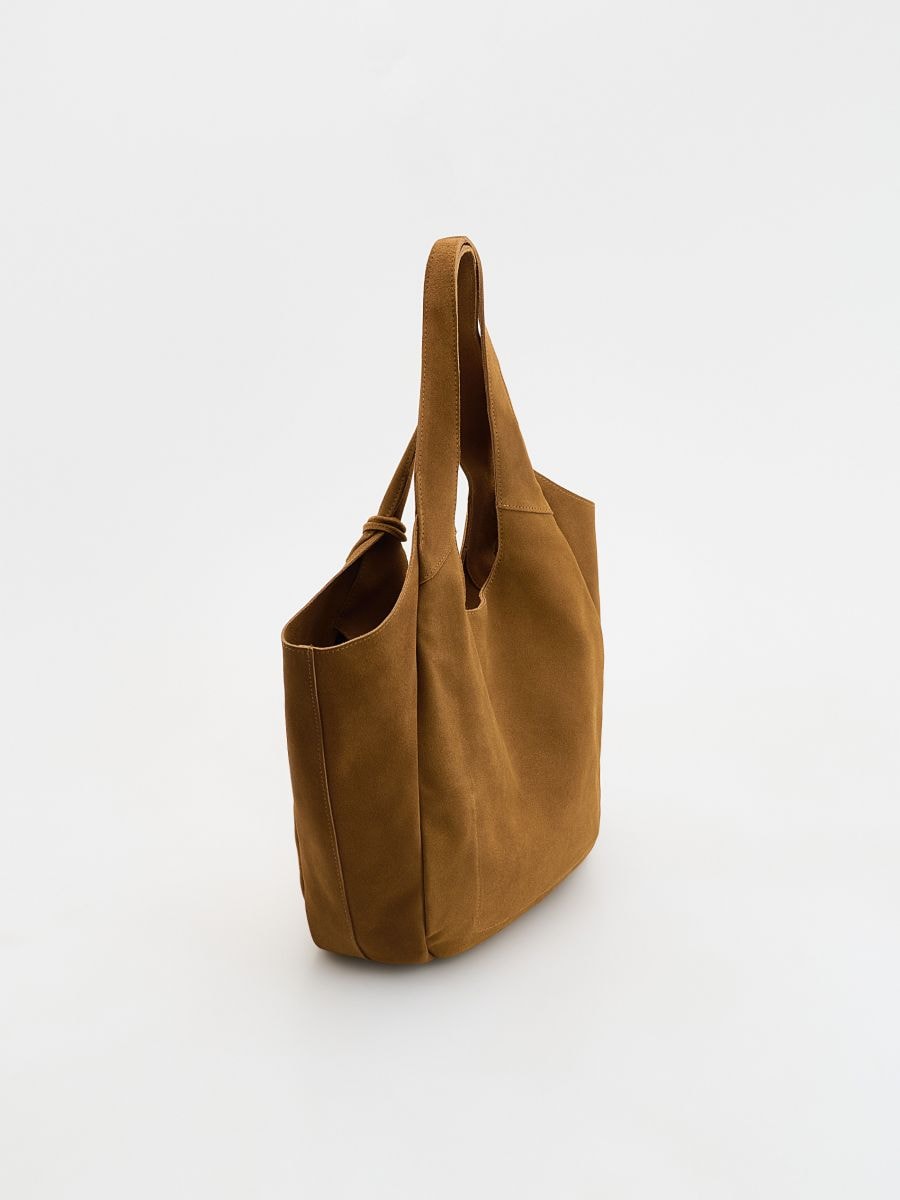 Sac cabas en daim avec pendentif - brun mordoré - RESERVED - 2