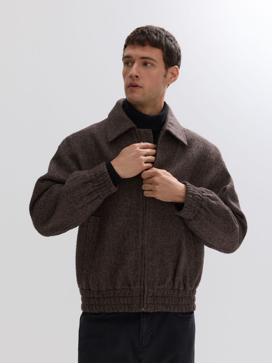 Wool rich jacket - dark brown - RESERVED
