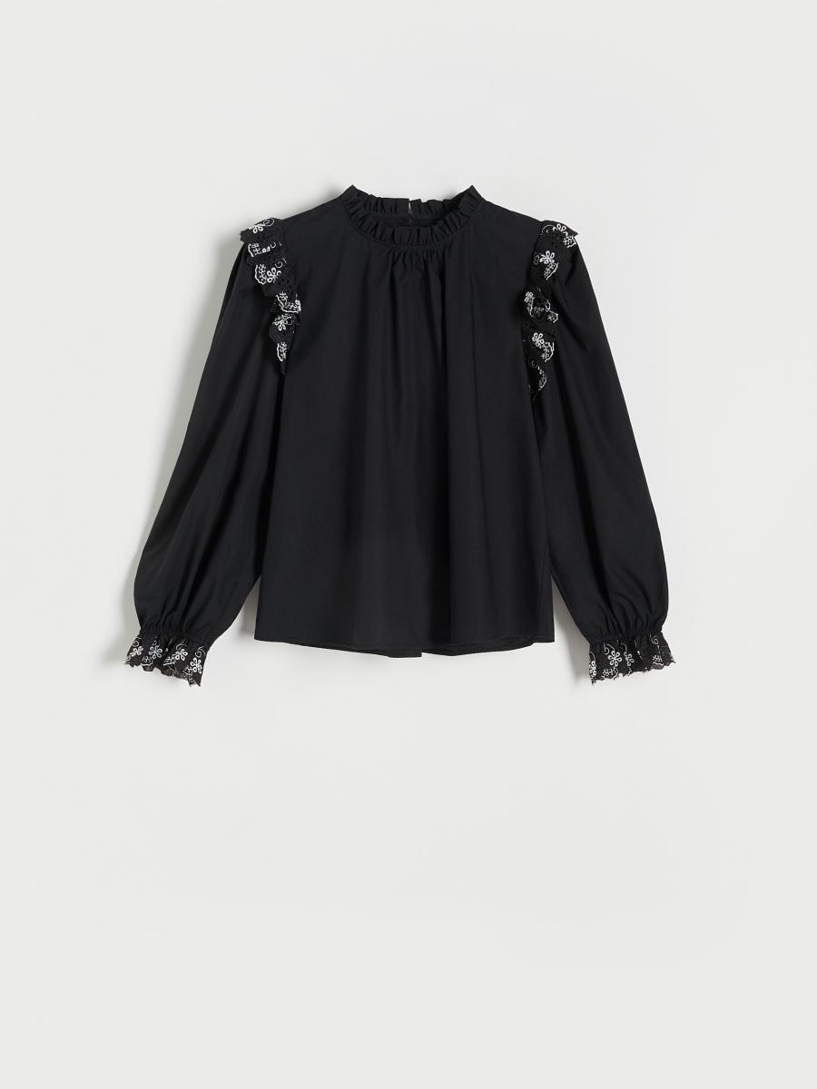 Blouse with embroidered inserts - black - RESERVED - 4