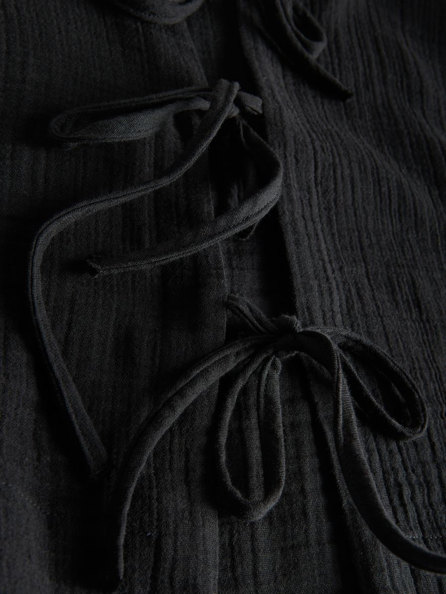 Bluse mit Bindedetail - schwarz - RESERVED - 6