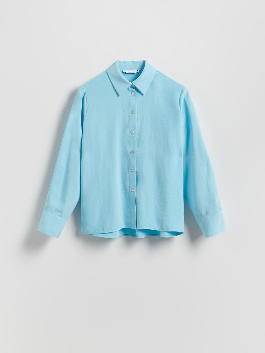 Plain shirt in modal - turquoise - RESERVED - 5
