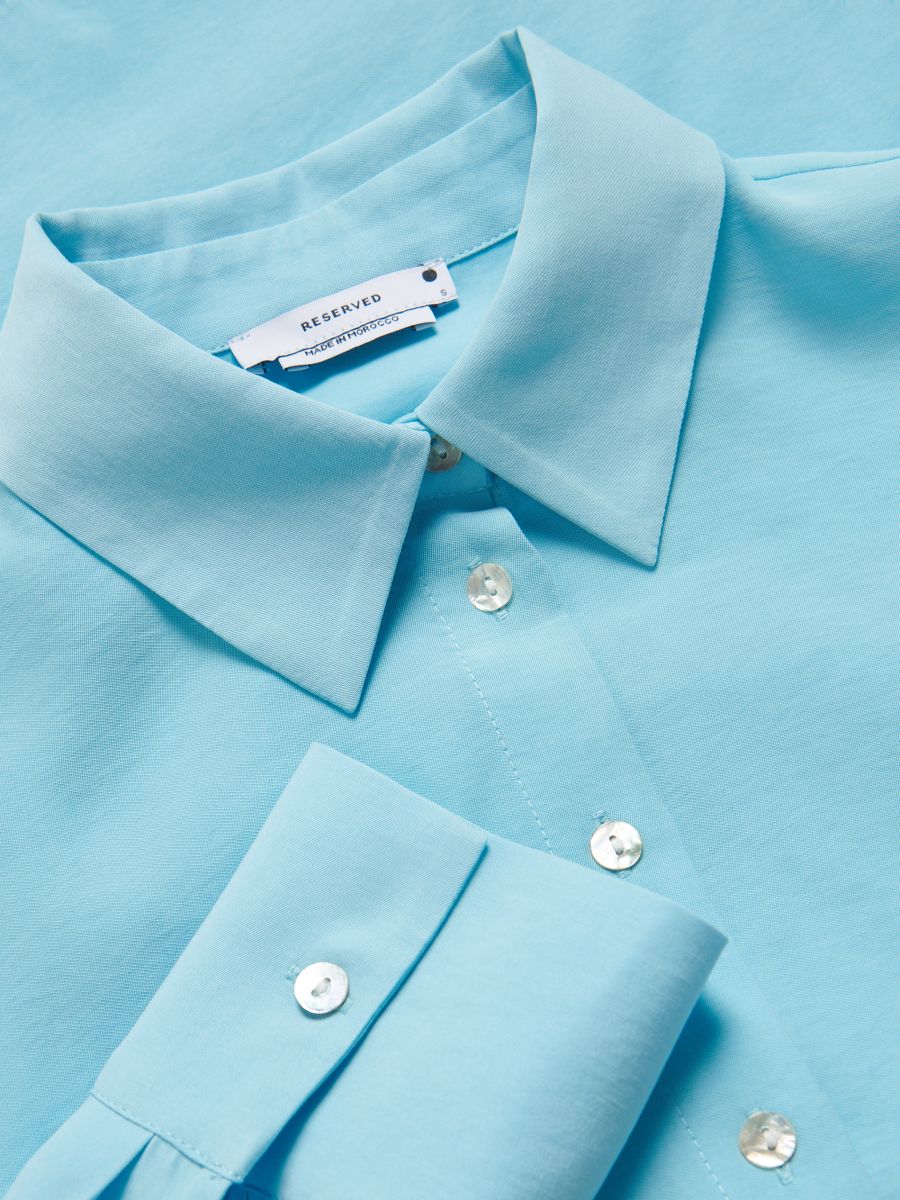 Plain shirt in modal - turquoise - RESERVED - 6