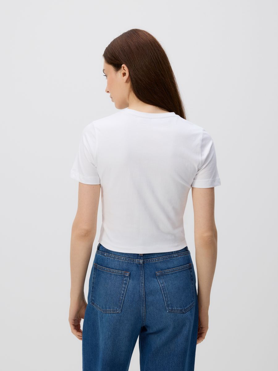 Bawełniany crop top - biały - RESERVED - 4
