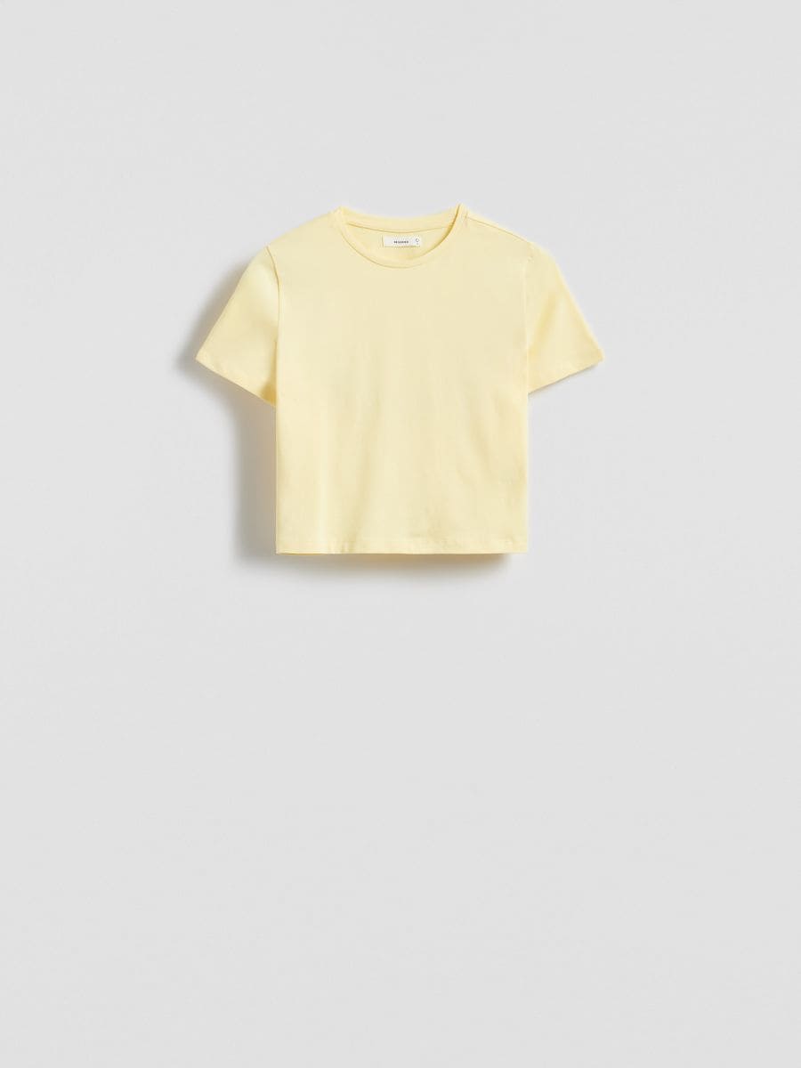 Bawełniany crop top - żółty - RESERVED