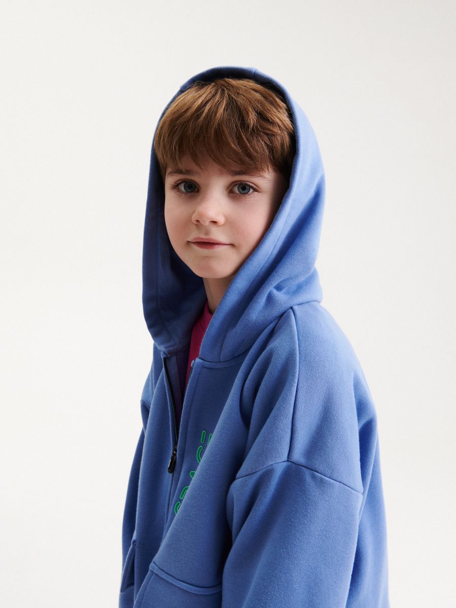 Sweatshirt com capuz com fecho de correr - AZUL - RESERVED - 3