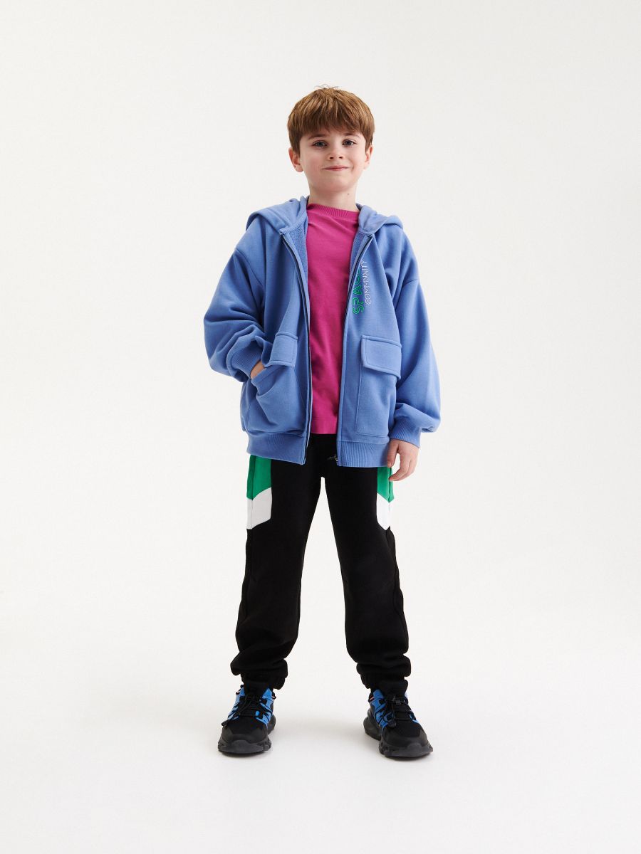 Sweatshirt com capuz com fecho de correr - AZUL - RESERVED - 4
