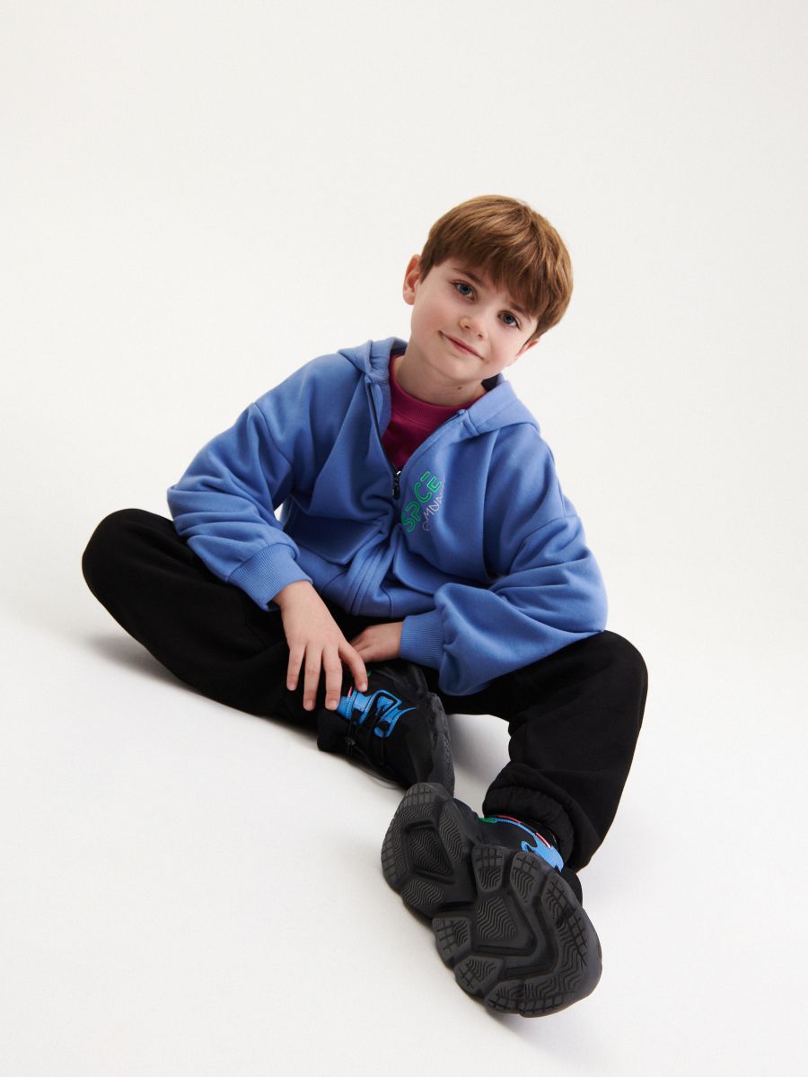 Sweatshirt com capuz com fecho de correr - AZUL - RESERVED - 5