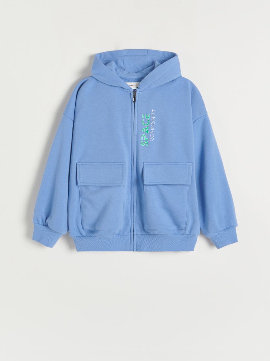 Sweatshirt com capuz com fecho de correr - AZUL - RESERVED - 2