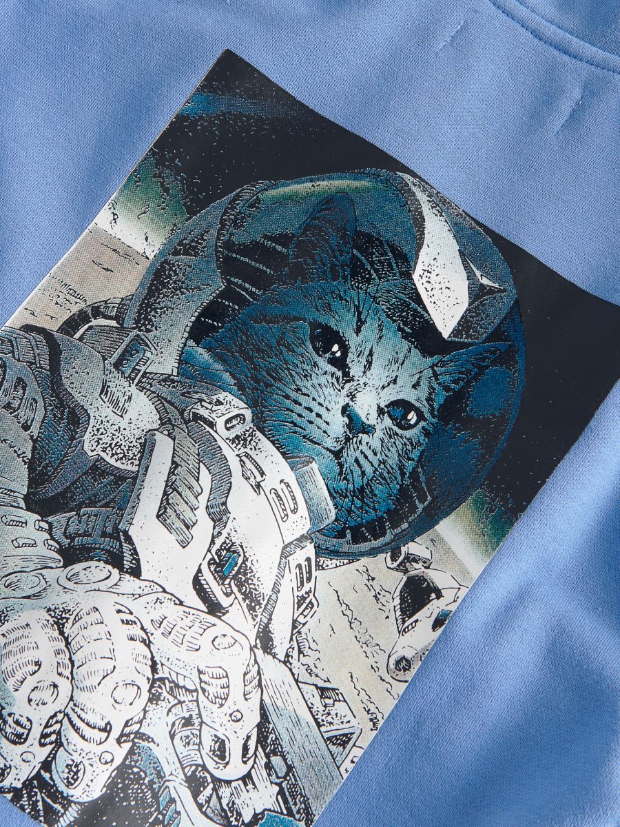 Sweatshirt com capuz com fecho de correr - AZUL - RESERVED - 6