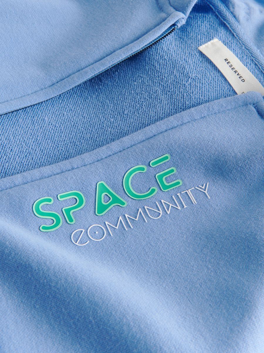 Sweatshirt com capuz com fecho de correr - AZUL - RESERVED - 8