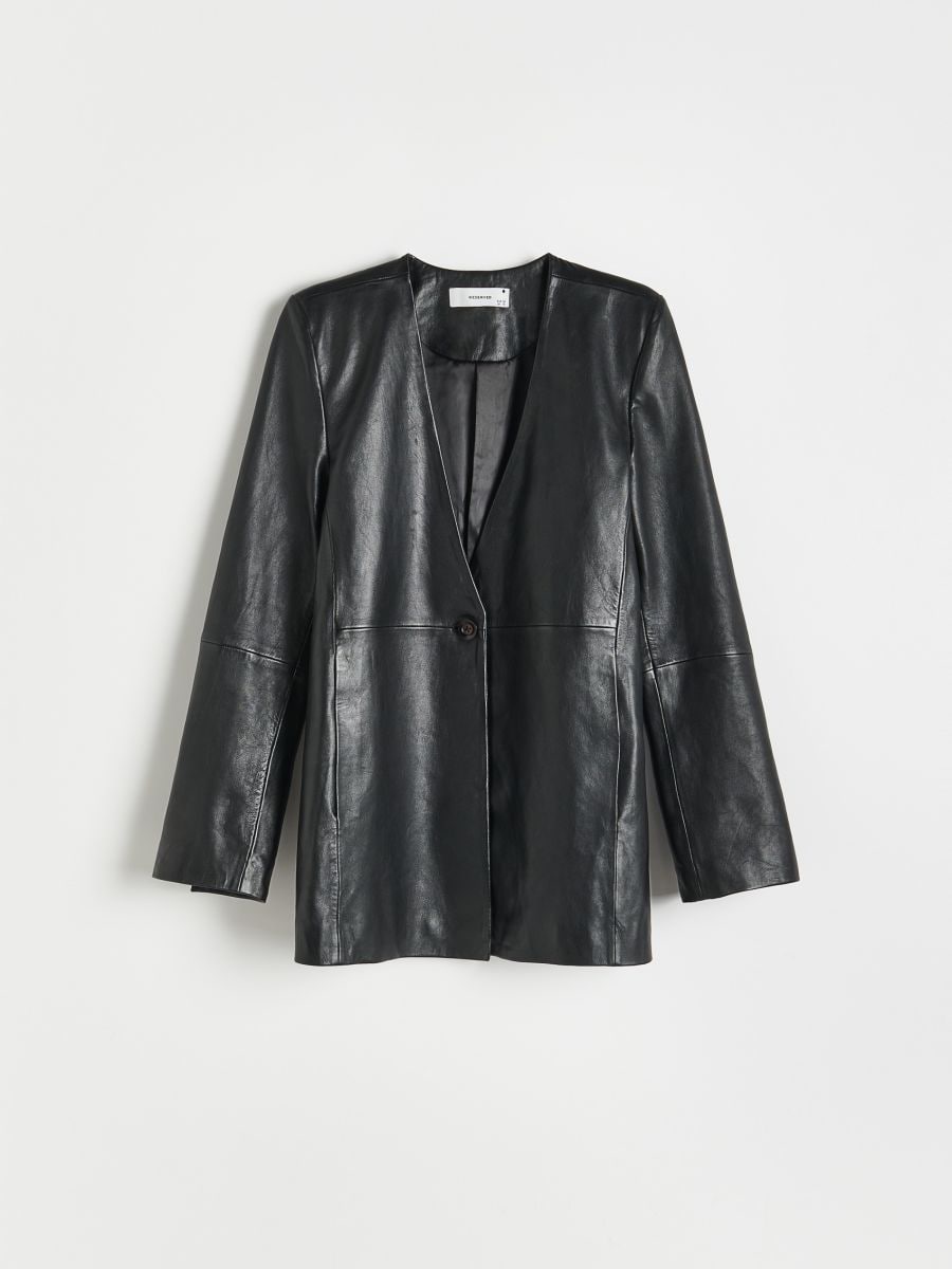 PREMIUM leather blazer Color black - RESERVED - 4035L-99X