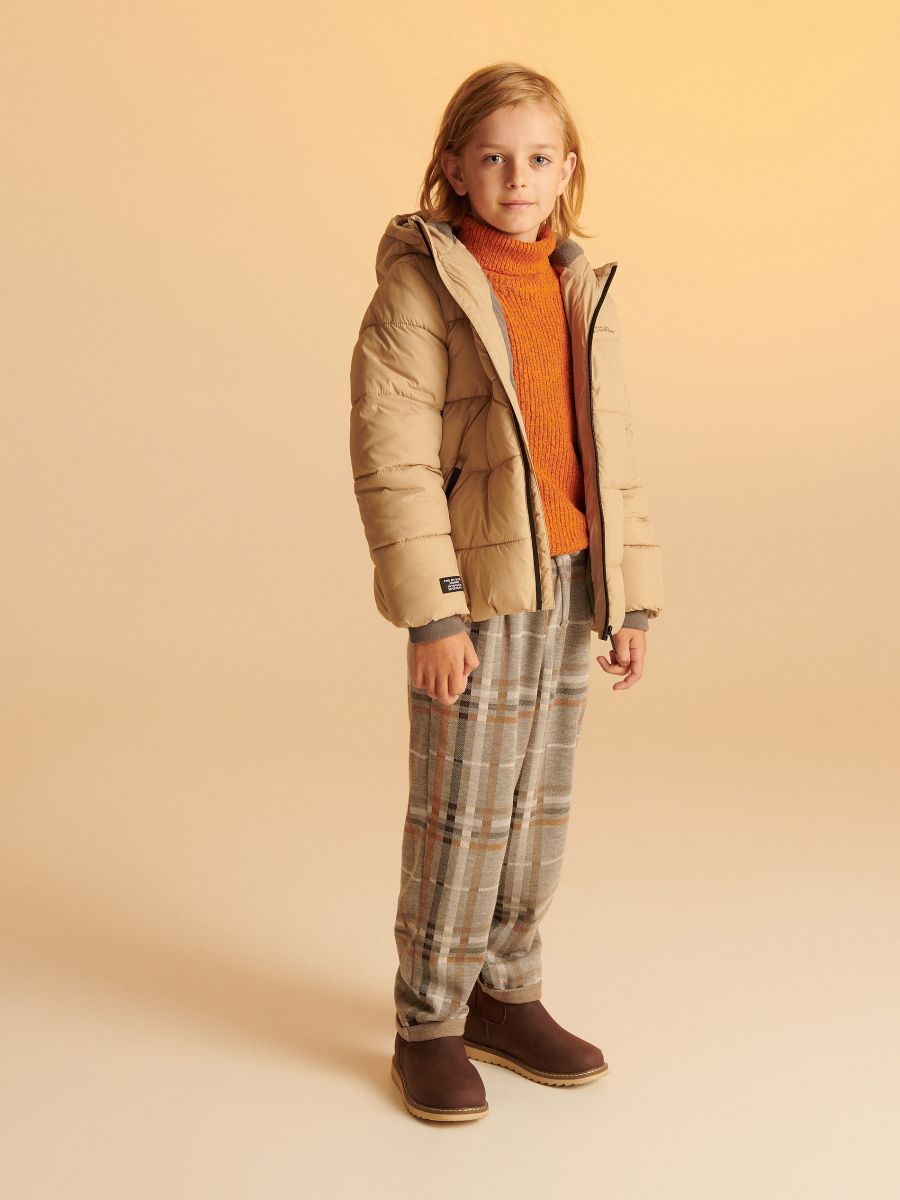 Insulated jacket with hood - beige - RESERVED - 5