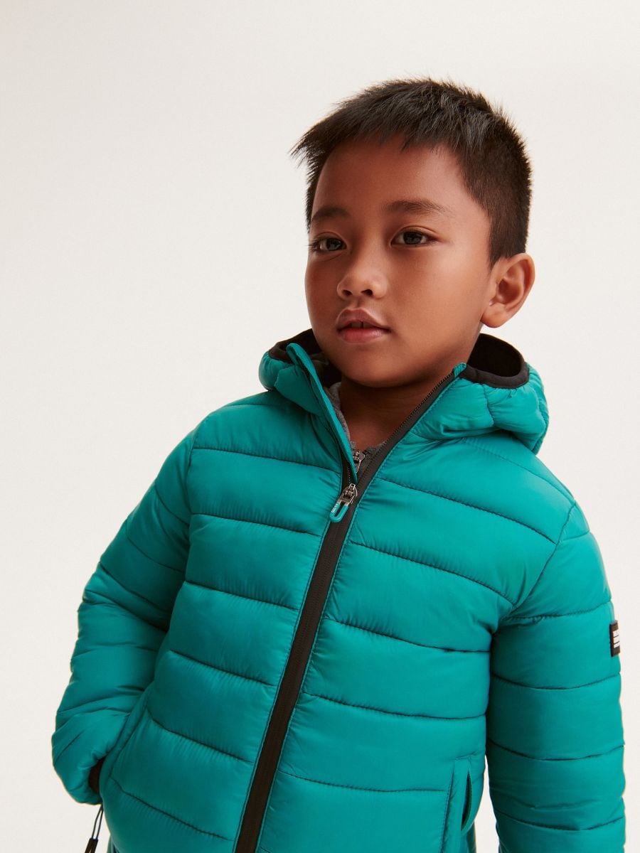 Quilted jacket with hood - teal green - RESERVED - 5