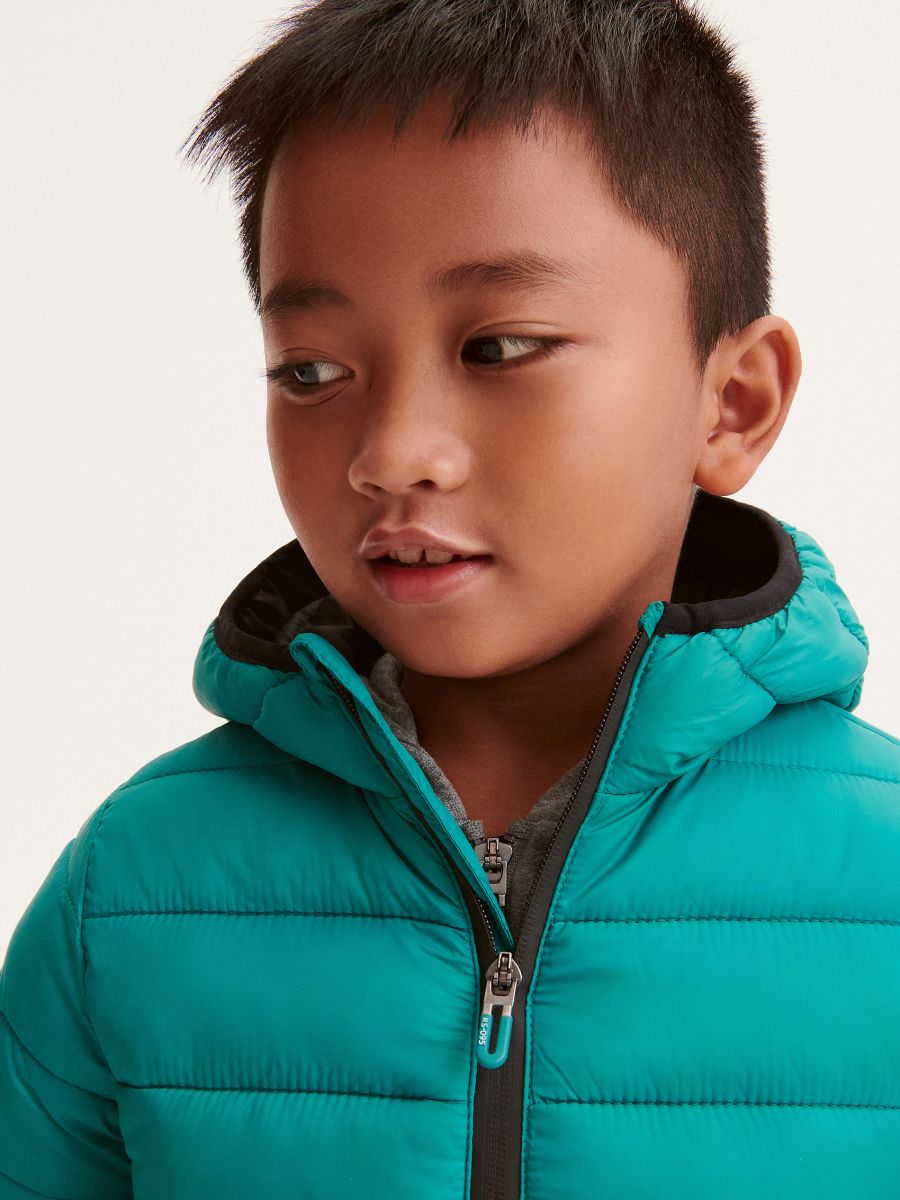 Quilted jacket with hood - teal green - RESERVED - 6