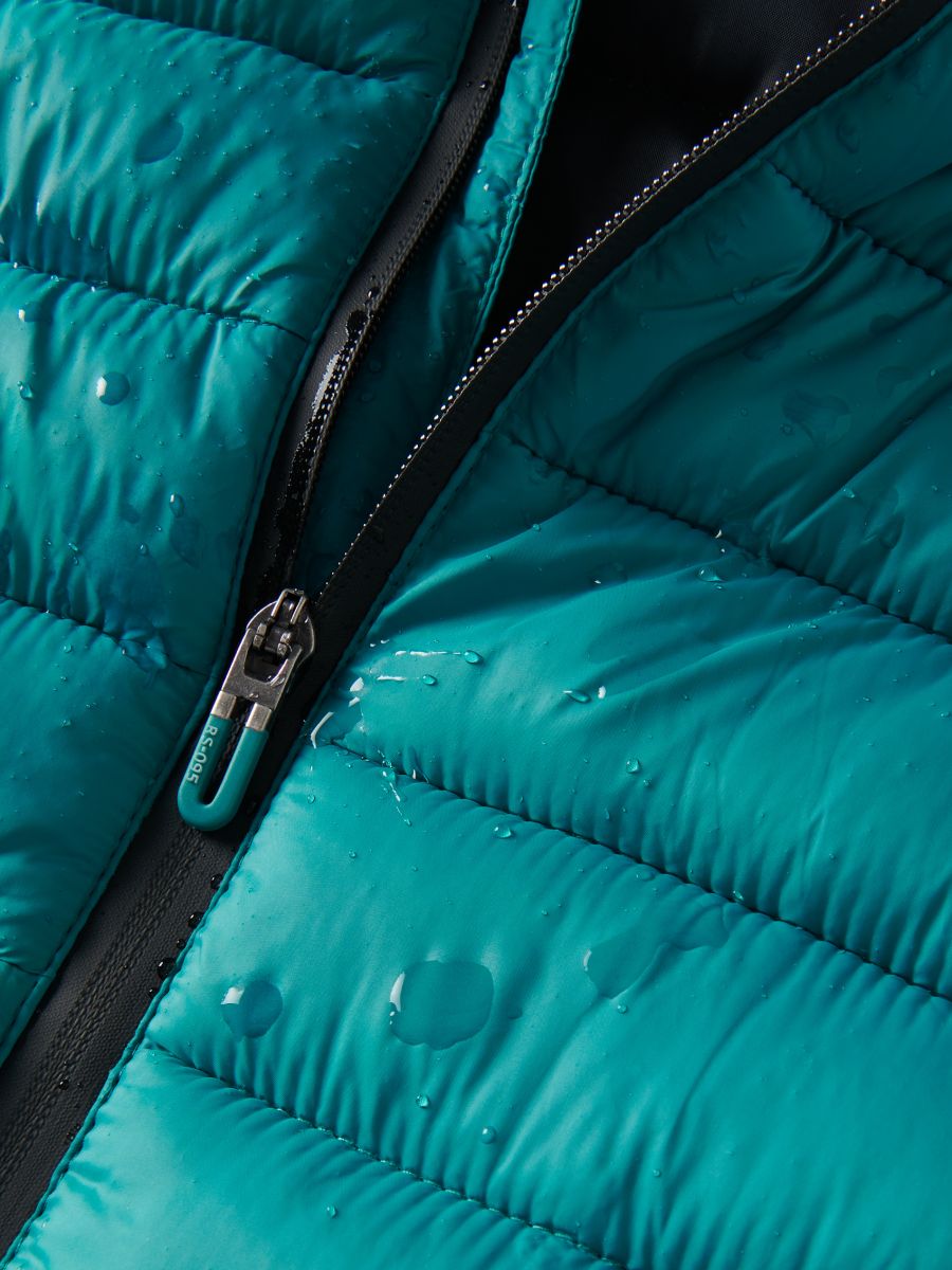 Quilted jacket with hood - teal green - RESERVED - 4