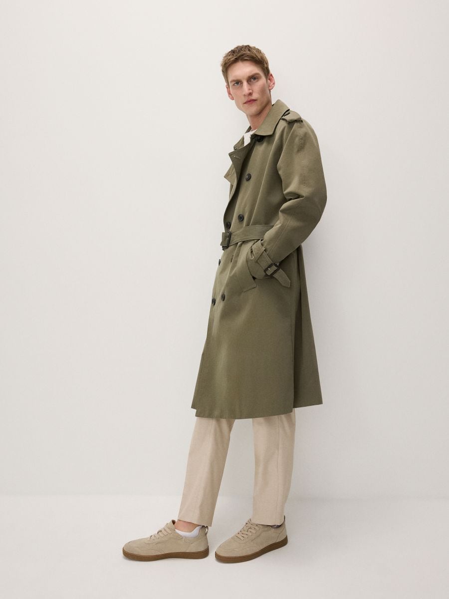 Trench-coat en coton - vert - RESERVED