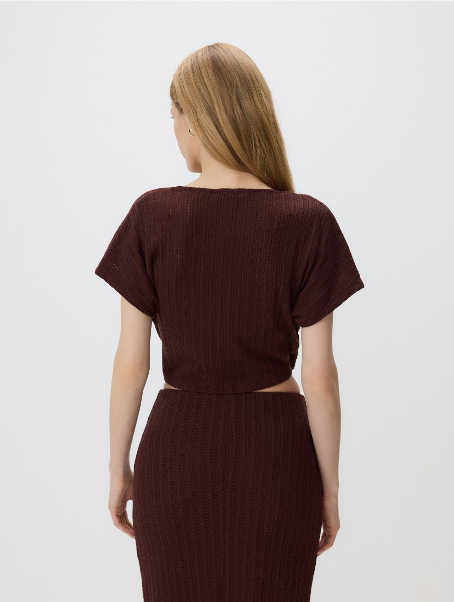 Bluse mit Bindedetail - dunkelbraun - RESERVED - 5