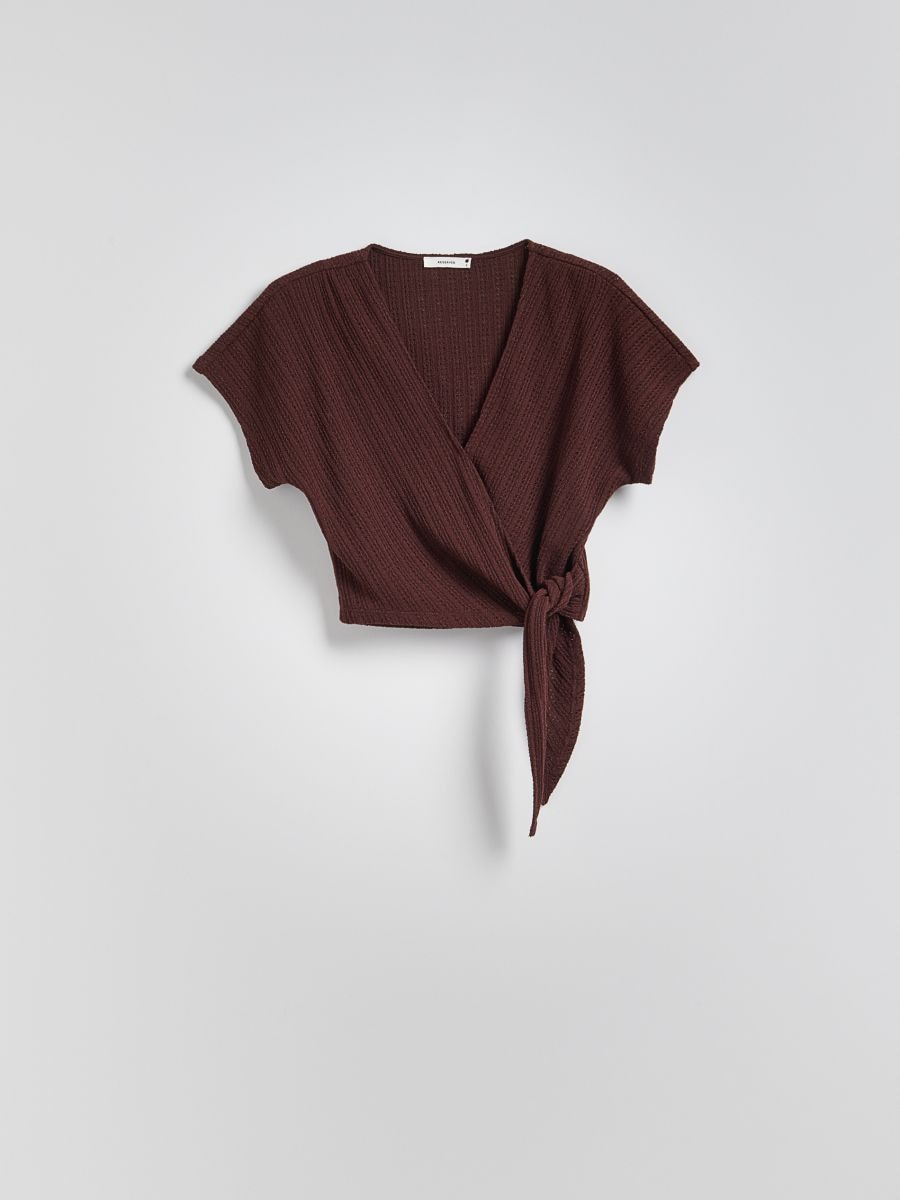 Bluse mit Bindedetail - dunkelbraun - RESERVED - 6