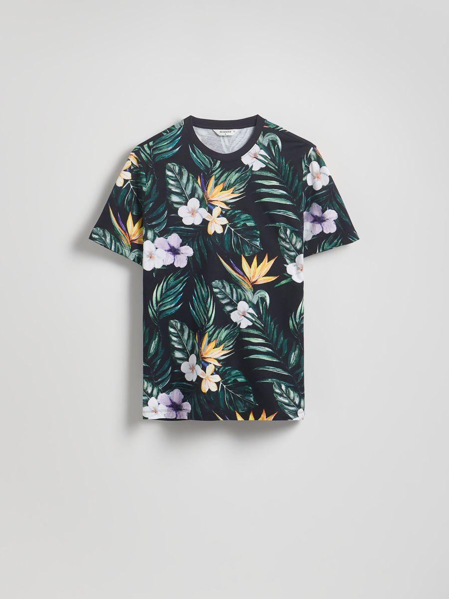 Bawełniany t-shirt regular - czarny - RESERVED