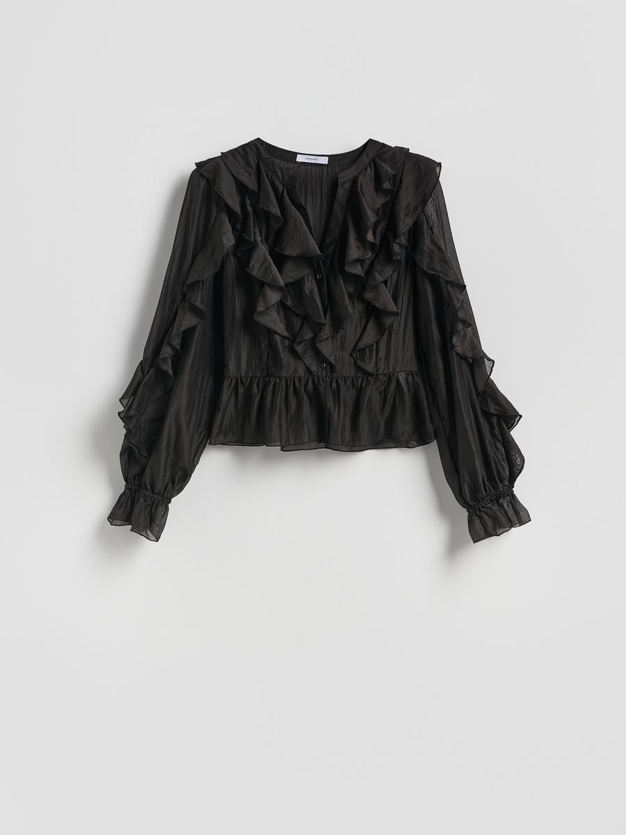 Lyocell blend blouse - black - RESERVED