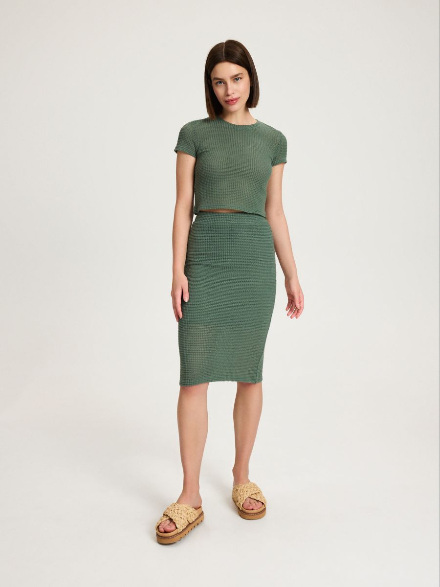 Midi skirt - brownish green - RESERVED - 2