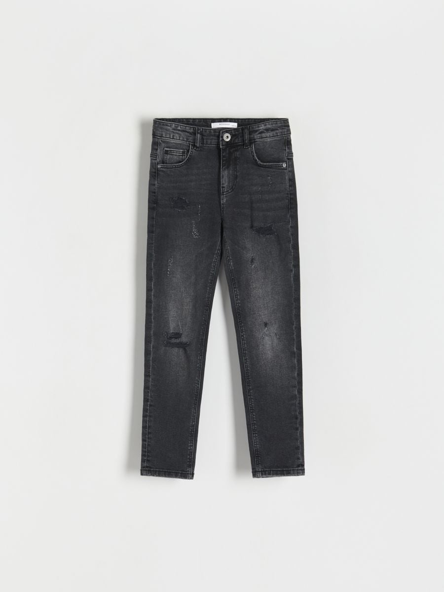 Hullede jeans i slim fit - sort - RESERVED