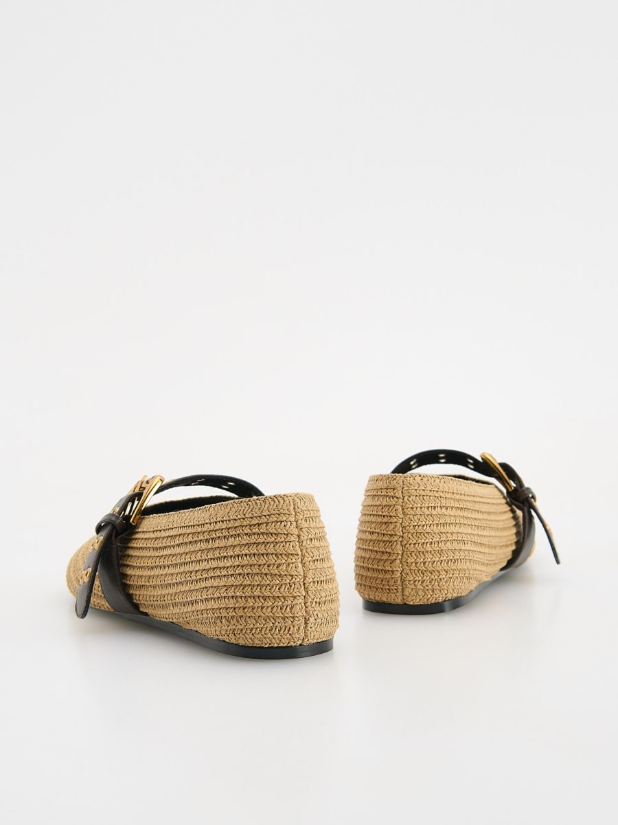 Woven ballet flats with a strap - beige - RESERVED - 3