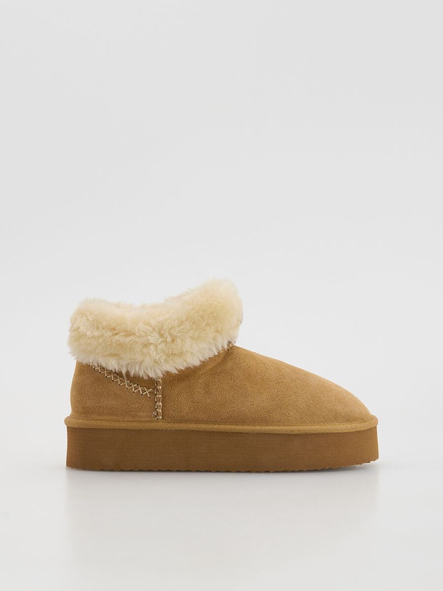 Bottes de neige en daim à fourrure synthétique - marron - RESERVED
