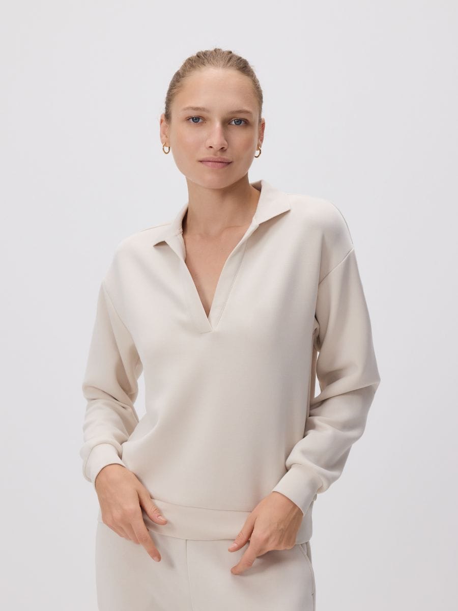 Modal blend sweatshirt - beige - RESERVED