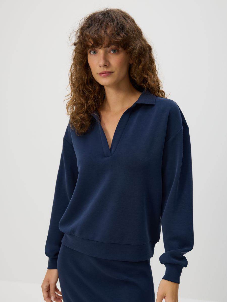Modal blend sweatshirt - navy - RESERVED