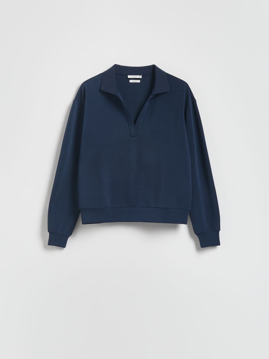 Modal blend sweatshirt - navy - RESERVED