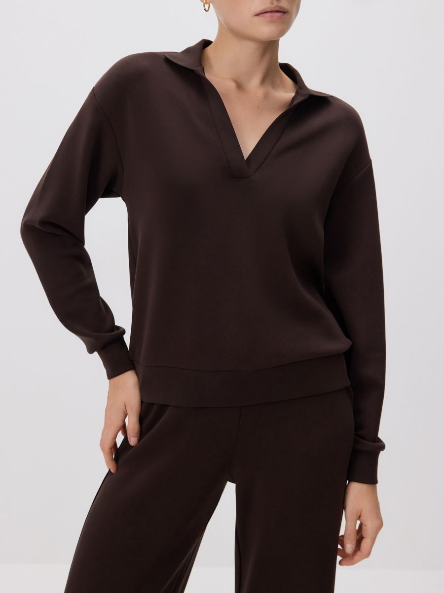 Modal blend sweatshirt - dark brown - RESERVED